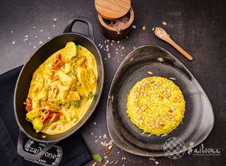 Caracatita cu sos Curry si Orez