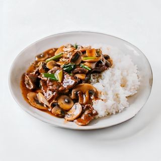 Beef with Bamboo and Shiitake Mushroom with pivo free 