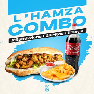 2 Sandwichs + 2 Frites + 1L Soda