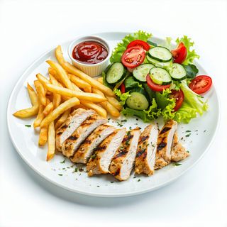 Порция пилешки бон филенца с гарнитура