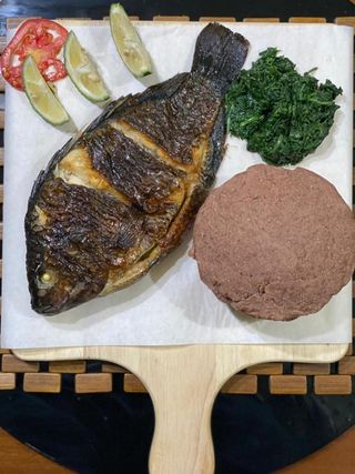 Grilled Fish With Brown Ugali