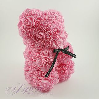 Мече от рози 25 см - розов цвят