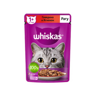 Влажный корм WHISKAS® для кошек, желе с говядиной и ягненком, 75г 4660085513947
