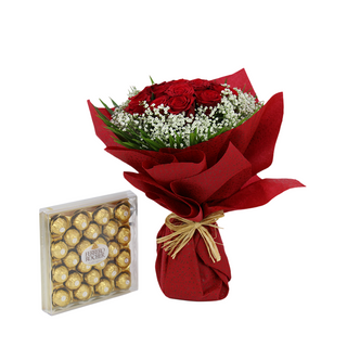 Romance Red Rose + Ferrero Rocher