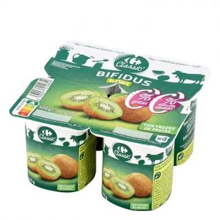Yogur Bífidus Desnatado Trozos Kiwi Carrefour 4x125 Gr.