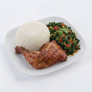 1/4 Chicken Fry + Veg with White rice