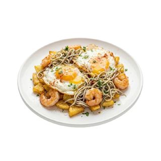 Huevos Rotos Con Gulas Y Gambas (Ración)