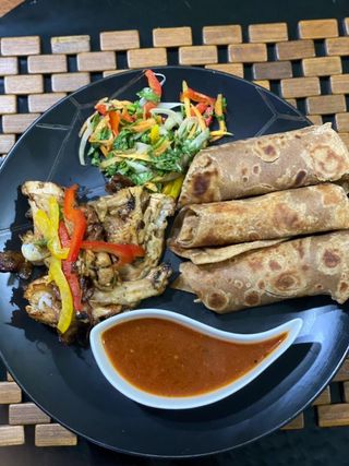 Fried Chicken with Brown Chapati