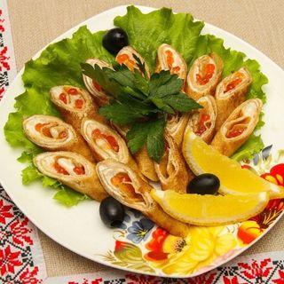 Блинчики с красной икрой 