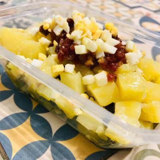 Judías Verdes con patata aliñadas con huevo y jamón