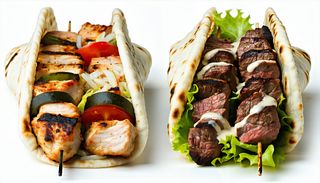 Kebab z kurczakiem lub z wołowiną-baraniną Standart