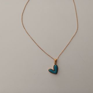 Colar coração azul em aço inoxidável 