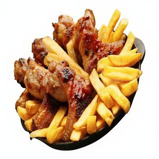 Alitas De Pollo Con  Patatas Y Refresco