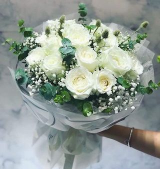  თეთრი ვარდი, ევკალიპტი, გიფსოფილა 