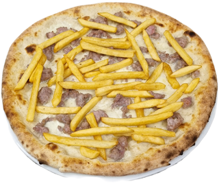 Pizza bianca salsiccia e patatine