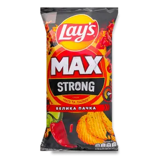 Чипси Lay's Max Strong зі смаком чилі та лайму (140г)