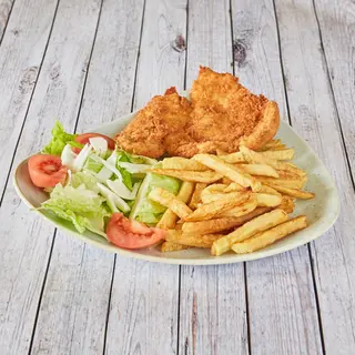 1. Pollo Rebozado, Patatas Y Ensalada
