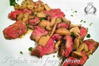 Tagliata di manzo ai funghi porcini