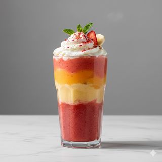 Frullato di fragola, banane, mango con panna