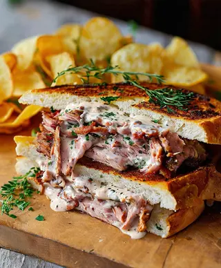 Panino con porchetta in salsa tonnata