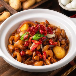 Estofado de pollo con licor de arroz 黄焖鸡