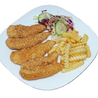 Obrok pohovano pileće belo meso sa susamom