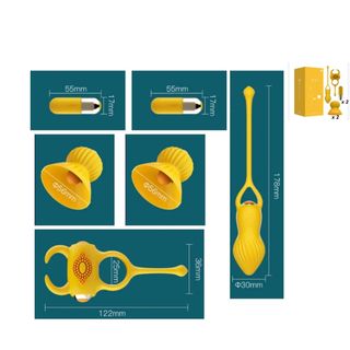 Zestaw Zabawek Erotycznych Leten Yellow Box, 6 Części, Silikon, Usb