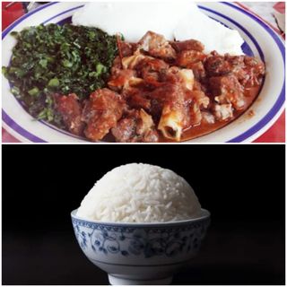 1 kg wet fried goat's meat with white rice 