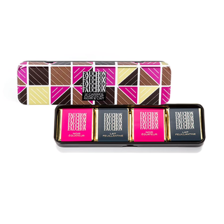 Fauchon - Caixa metálica com 12 quadrados de Chocolates negro e de Leite