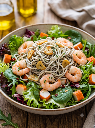 Ensalada Templada De Gulas Al Ajillo