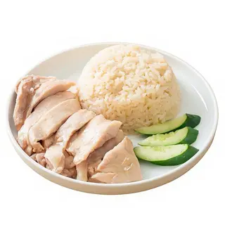 Pollo al vapor con arroz blanco