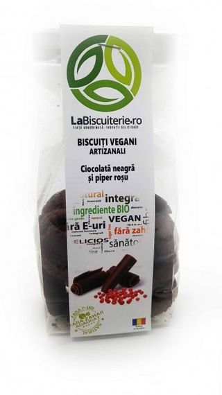 Biscuiti vegani fara zahar cu ciocolata neagra - 140g