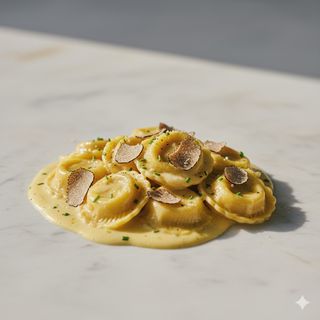 Tortelli mugellani su crema di pecorino e tartufo