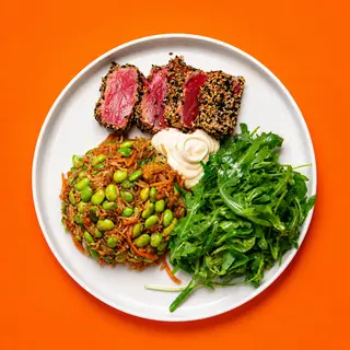 tataki di tonno con riso saltato