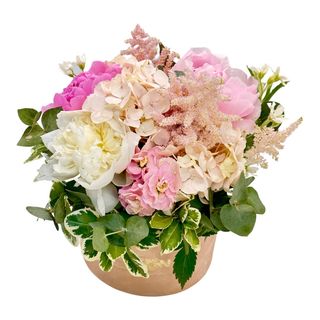 Cutie cu hortensie si bujori