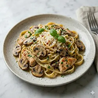Tagliatelle De Pollo Y Champis