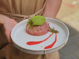 Тар тар із білоногої креветки з лаймовим сорбетом (140g)