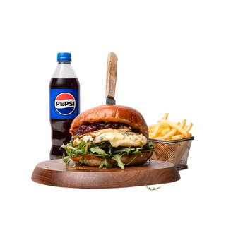 Blue Cheese Burger + frytki + napój