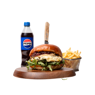 Blue Cheese Burger + frytki + napój