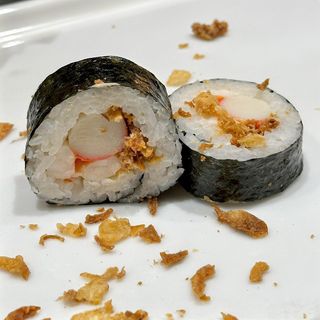 109Cangrejo Langostino,Cebolla crujiente con salsa rosa