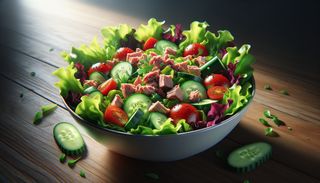 Зелена салата с риба тон