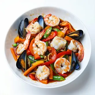 Mariscos Variados Con Puerro Chapa Caliente