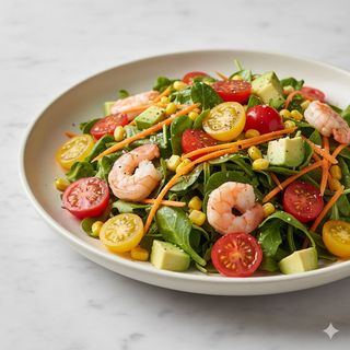 Insalatona con gamberi e avocado