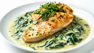 Filet z kurczaka w sosie ze szpinaku