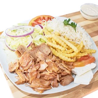 Menú plato kebab con patatas ó arroz