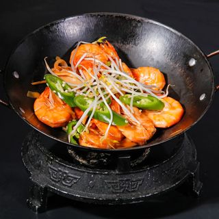 Scodella di fuoco con gamberoni