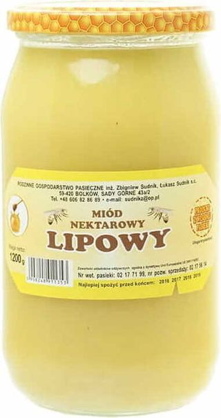 Miód lipowy nektarowy 1200g Rodzinna Pasieka Sudnik