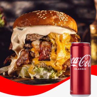 სთრონგ მენ ბურგერი + კოკა-კოლა კლასიკი ქილის - 0,33ლ