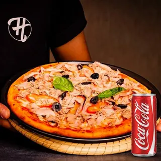 Pizza 4 Saisons avec Canette Coca Cola