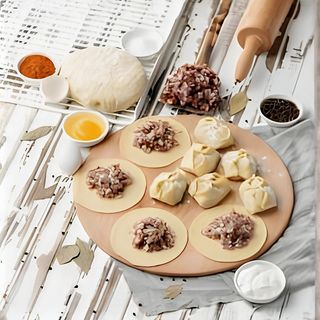 Манты с Рубленной Куриной грудкой и Говядиной